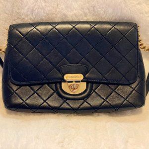 Calvin Klein Black Quilted Leather Shoulder Bag